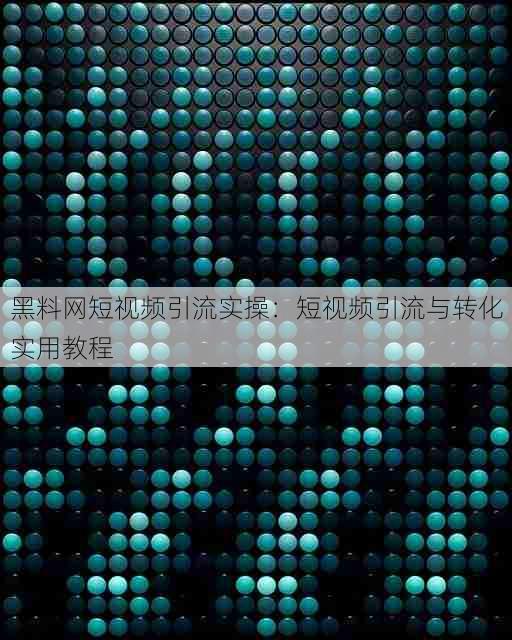黑料网短视频引流实操:短视频引流与转化实用教程
